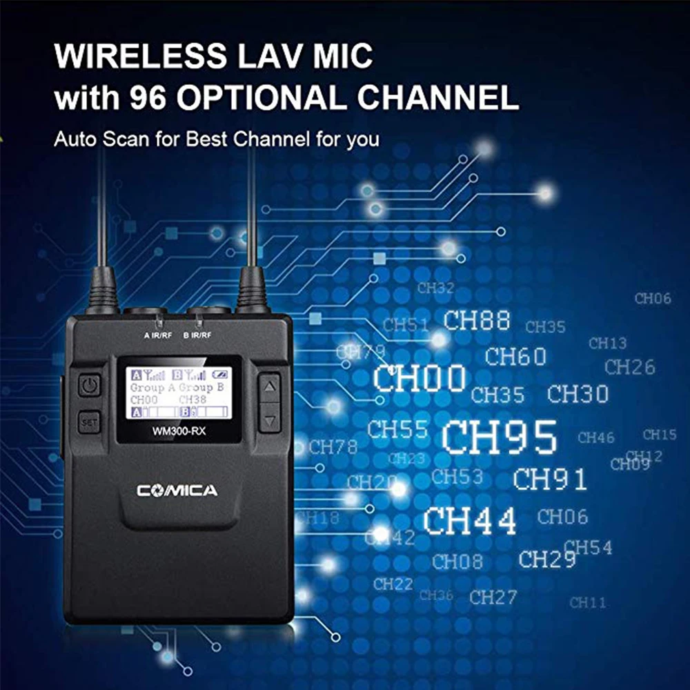 COMICA CVM-WM300 UHF 96 каналов металлический беспроводной микрофон двойные передатчики 1 приемник, 120 м гладкая запись для DSLR видео