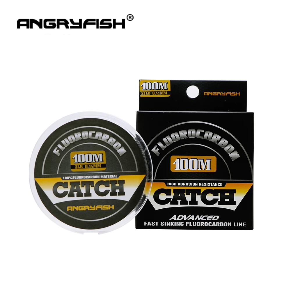 

ANGRYFISH 100% Fluorocarbon Fishing Line 100m Carbon Monofilament Transparent Super Strong Line