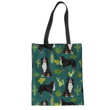 FORUDESIGNS, переносная складная сумка для покупок с изображением собаки кактуса bernesemount, Холщовая Сумка на плечо для путешествий