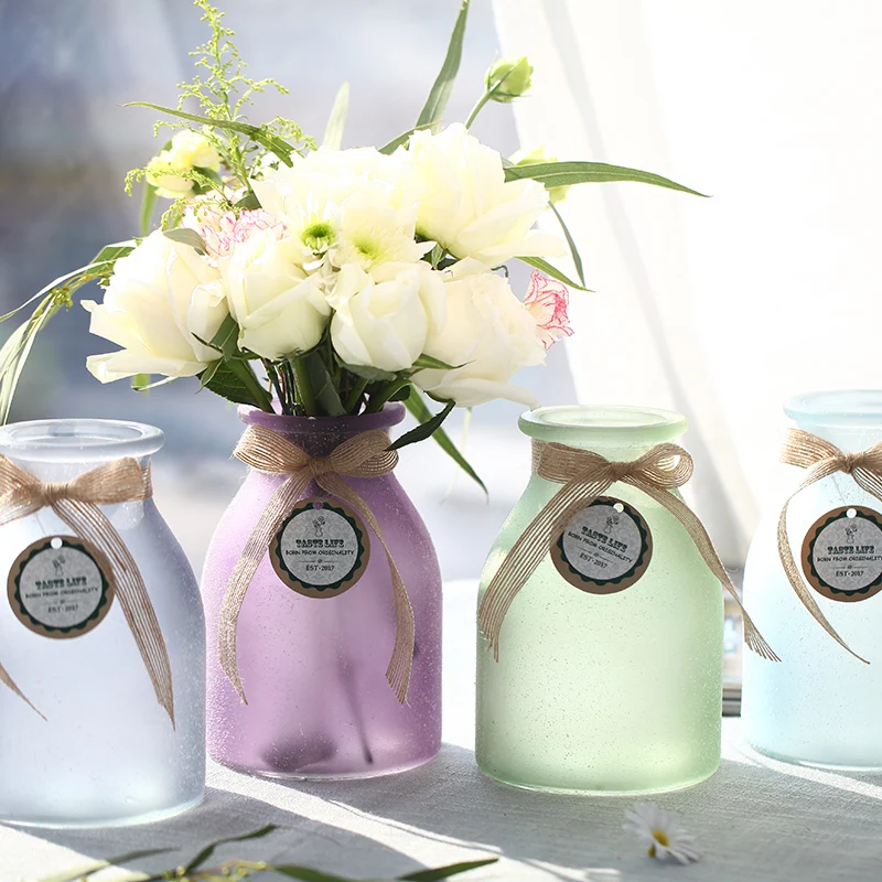 

Nordic Glass Vase Light Luxury Frosted Hydroponic Vase Dried Flowers Inserted Desktop Ornaments Home Decor Fun Gift Dropshipping