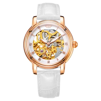 

Brigada 6009L Watch Automatic Mechanical Hottest Style Top Luxury Fashion Leather Strap Ladies Wristwatches Free Shipping