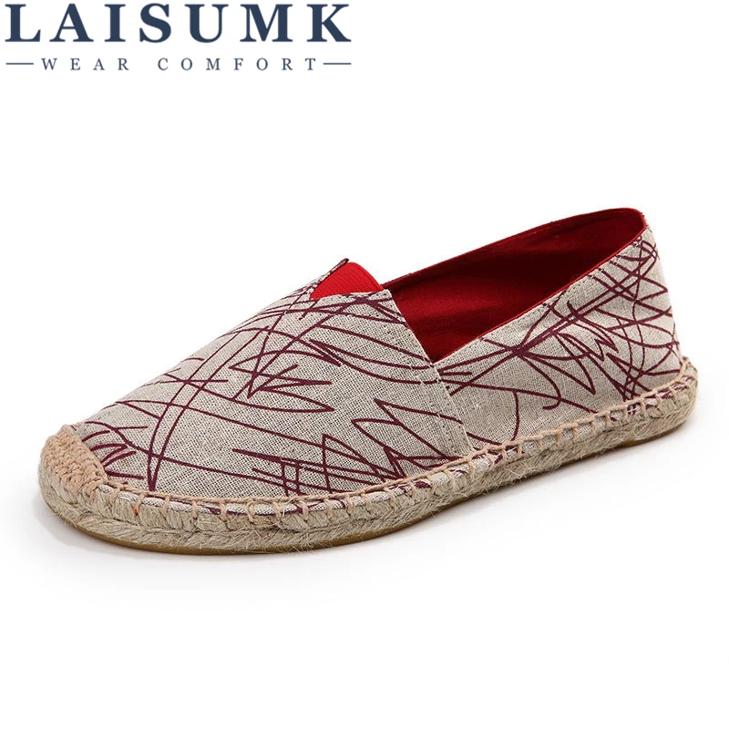 

LAISUMK Summer Women Flats Casual Loafers Shoes Female Candy Colors Slip On Walking Shoes Woven Shoes