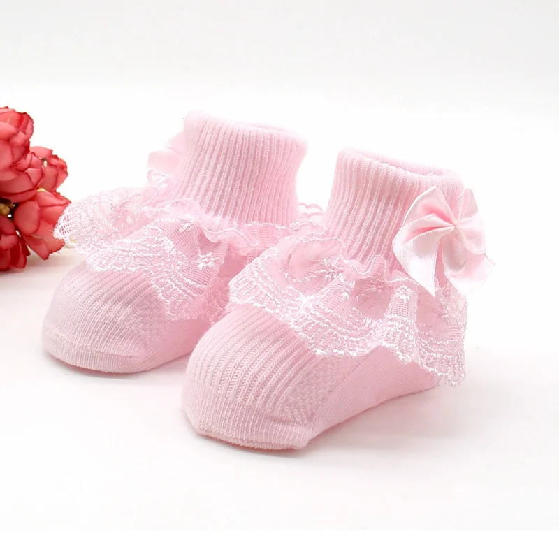 Кружевные детские носки с бантом хлопоковый для новорожденных малышей носки для девочек милые носки для малышей вечерние носки принцессы