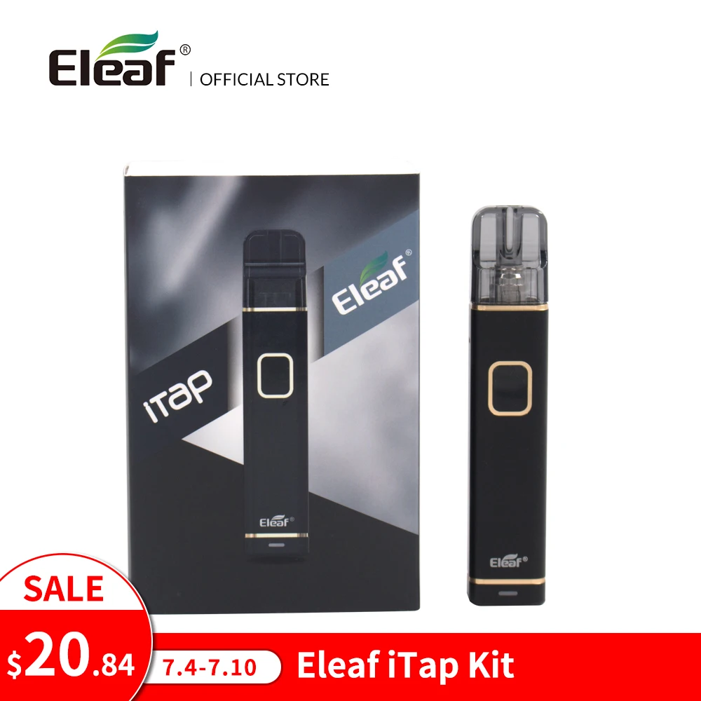 

Original Eleaf iTap Kit 30W max with 800mAh built-in battery 2ml cartridge 0.75ohm GS Air/GS Air S 1.6ohm Head E Cig vape pen