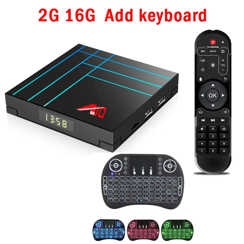 A10 Smart Tv Box Android 9,0 4 Гб 64 Гб Rockchip RK3318 четырехъядерный Wifi H.265 Youtube 4K HDR медиаплеер Google Play телеприставка - Цвет: 2G 16G Add keyboard