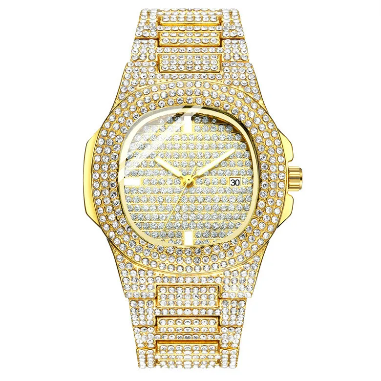 

Men wristwatch clock gold diamond superior male watch fashion mens watches top brand luxury business quartz watch reloj hombre
