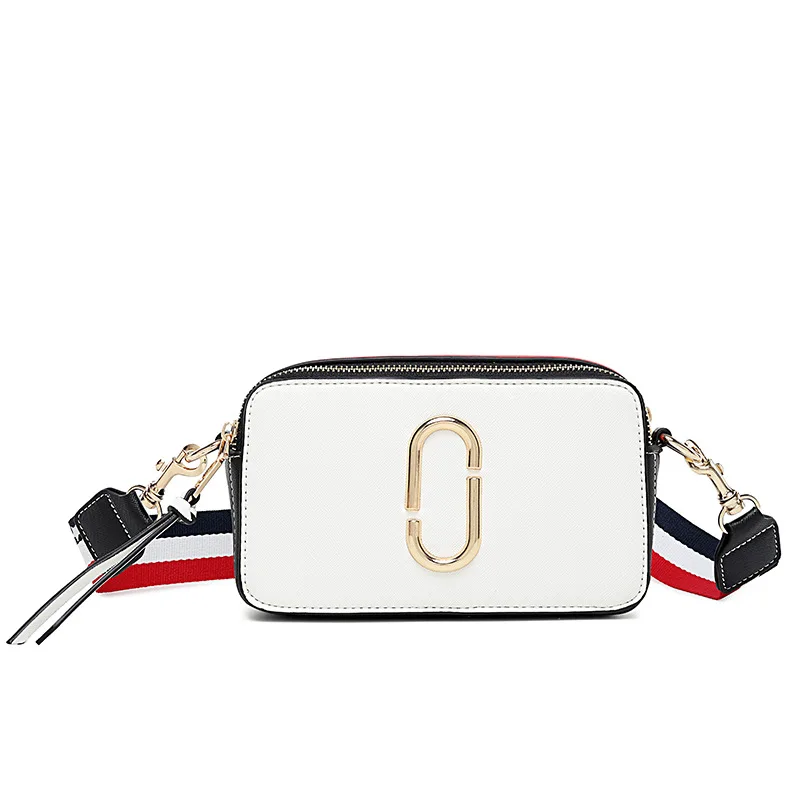

New Colorful Wide Straps Shoulder Messenger Bags Luxury Fashion Women Leather Handbags Clutch Purses Sac A Main Red and Black