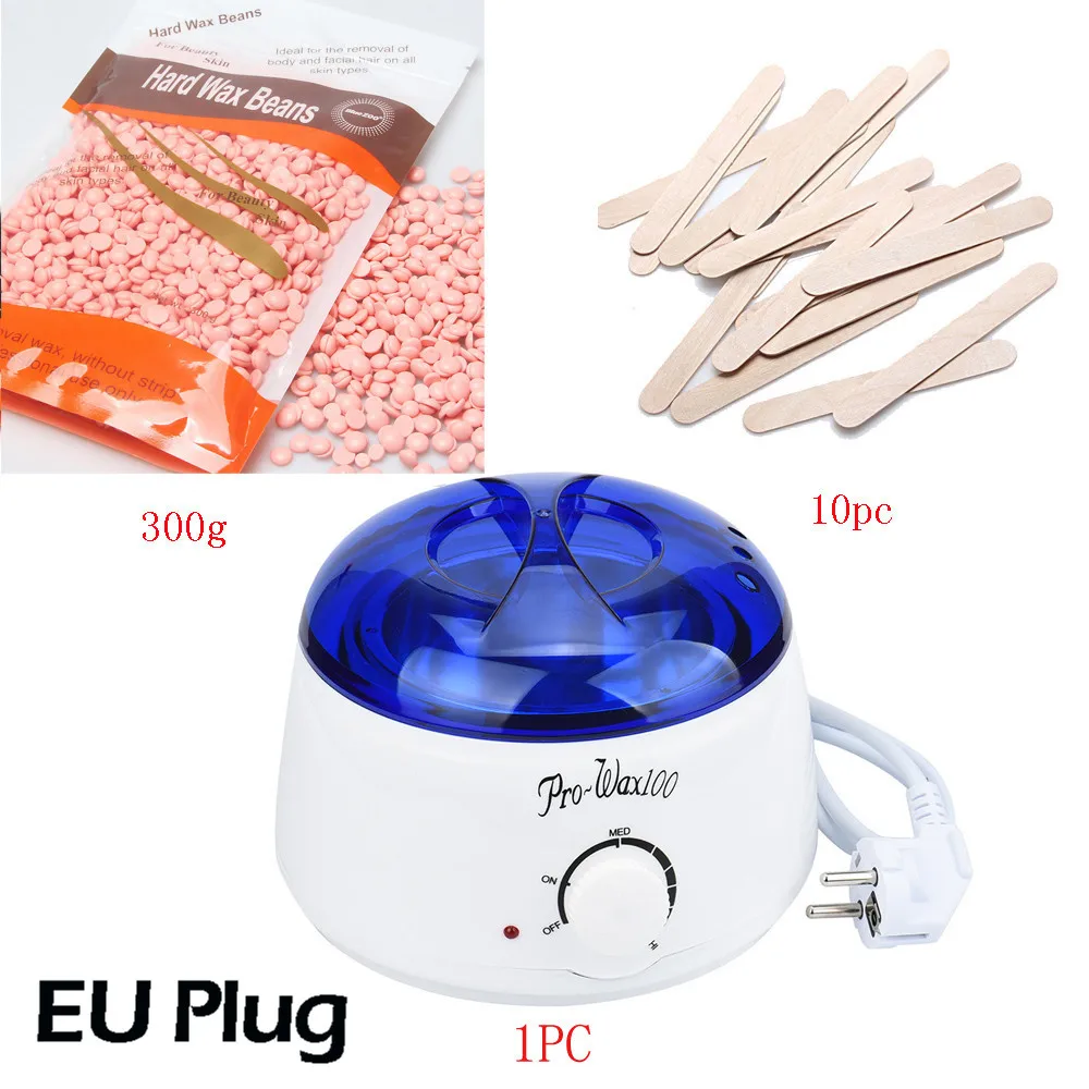 

EU plug hard wax beans depilatory wax 300g Wiping Sticks MINI SPA Hot Wax Warmer Heater Pot Depilatory Set hair removal machine