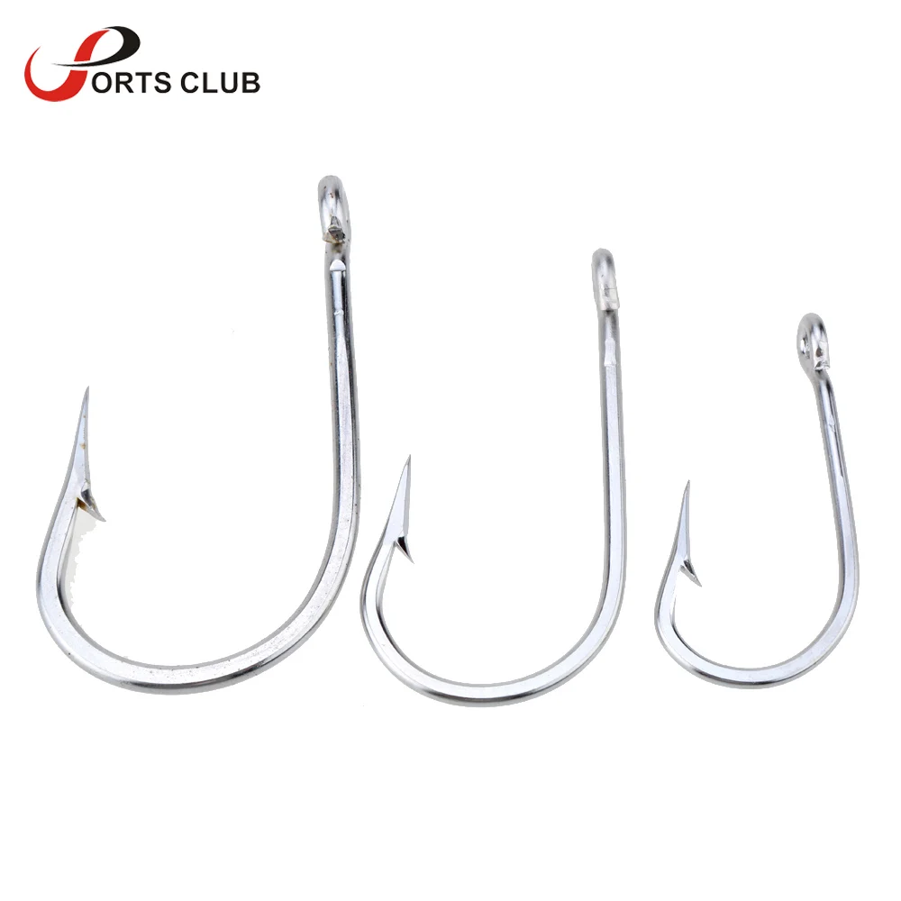 leo 2Pcs Fishhooks Big Stainless Steel Fishing Hooks for Shark Fish 8/0