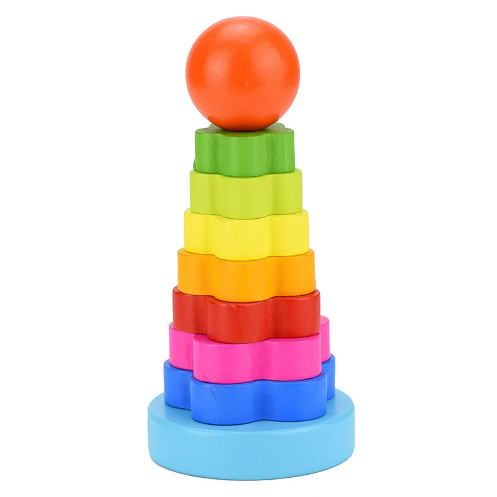 

Kids Baby Wooden Toys Stacking Ring Tower Stapelring Blocks Learning Educational Toys For Children Rainbow Stack Up Wood Toys