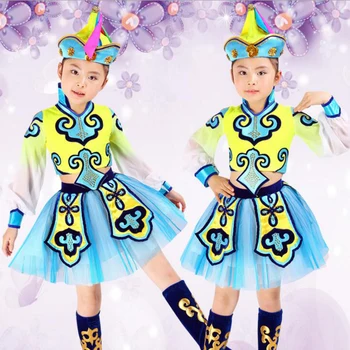 

Chinese Folk Dance Oriental Dance Children's Dance Costumes Girls Traditional Dance Costumes Outfits Tops+Pants+Headwear