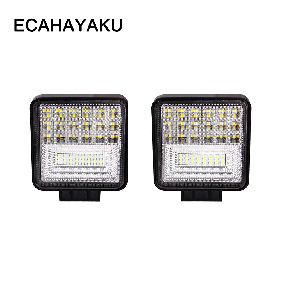 

ECAHAYAKU 2pcs 4 inch square LED Work Light Bar 126W Flood Combo Beam 12V 24V OffRoad led bar for truck 4WD ATV UTV UAZ UTE Boat