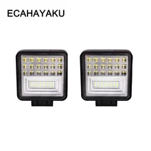 ECAHAYAKU 2pcs 4 inch square LED Work Light Bar 126W Flood Combo Beam 12V 24V OffRoad led bar for truck 4WD ATV UTV UAZ UTE Boat свитшот print bar square