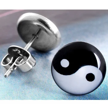 

Hot Sell 18 Pairs Round Yin Yang Stud Earrings, Stud Earring & earings fashion jewelry boucle d'oreille pusety oorbellen