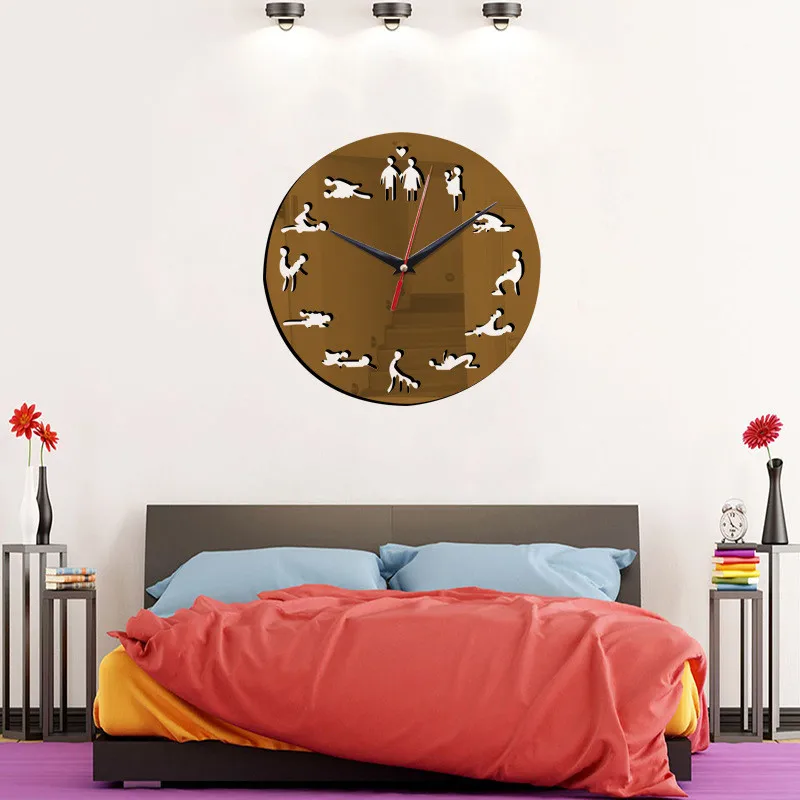 new sex position wall clock  modern design self adhesive 3d wall clock for living room mirror silent quartz watch sticker klok   (11)
