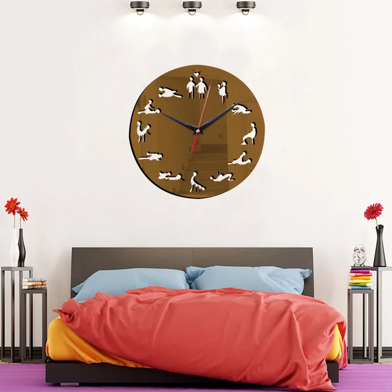 new sex position wall clock modern design self adhesive 3d wall clock for living room mirror silent quartz watch sticker klok (11)