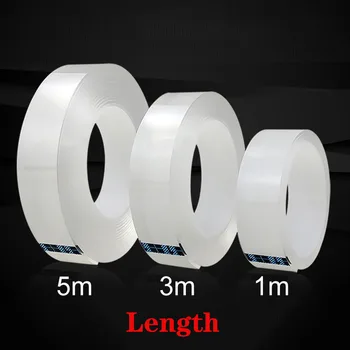 

Drop Shipping 1M/5M Nano Magic Tape Double Sided Tape Transparent No Trace Acrylic Reuse Waterproof Adhesive Tape Cleanable
