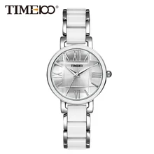 Time100 W50910L.01A Reloj pulsera de joya para mujer con materia copia cerámica de color blanco, correa de joyería con esfera aleación