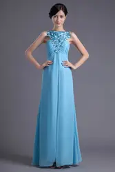 Светло-голубой кружевной вышивкой шифон Платья для подружек невесты 2018 Сексуальная открытой спиной нарядные платья для свадьбы robe demoiselle