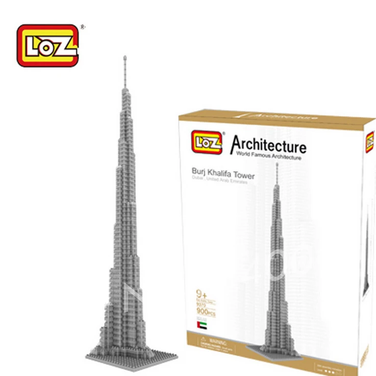 

890 pcs Loz Famous Archiecture Dubai Burj Khalifa Tower Diamond Blocks Building Blocks Nanoblocks Toys Not Compatible With Lego