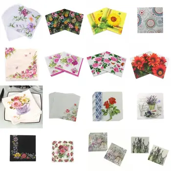 

20PCS/pack Bloosm Rose Floral Flower Theme Paper Napkins Tissue Napkins Decoupage Decoration Festive Party Supplies