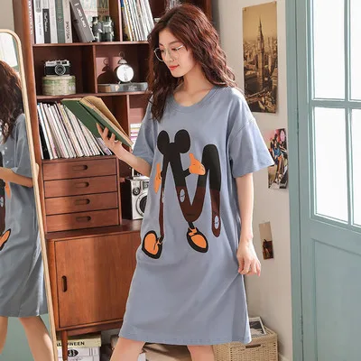 Большие размеры 5XL, свободное Ночное платье с героями мультфильмов, женская одежда для сна, женская ночная рубашка, Корейская летняя хлопковая Домашняя одежда, ночная рубашка - Цвет: 13