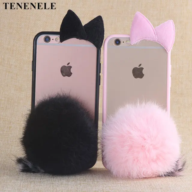 TENENELE Case For iphone 6 6S Case Cute Fur Furry Ball