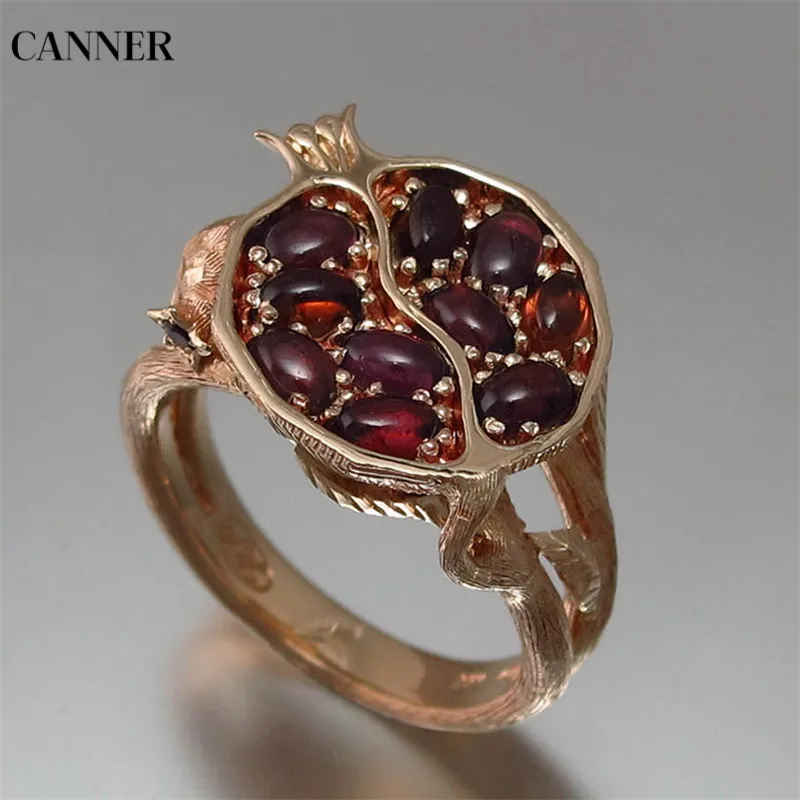 Canner Bague Femme Гранат/Винтажное кольцо гранат серебро розовое золото кольца для женщин красный камень циркон кольцо в стиле панк; бижутерия подарок - Цвет основного камня: 3