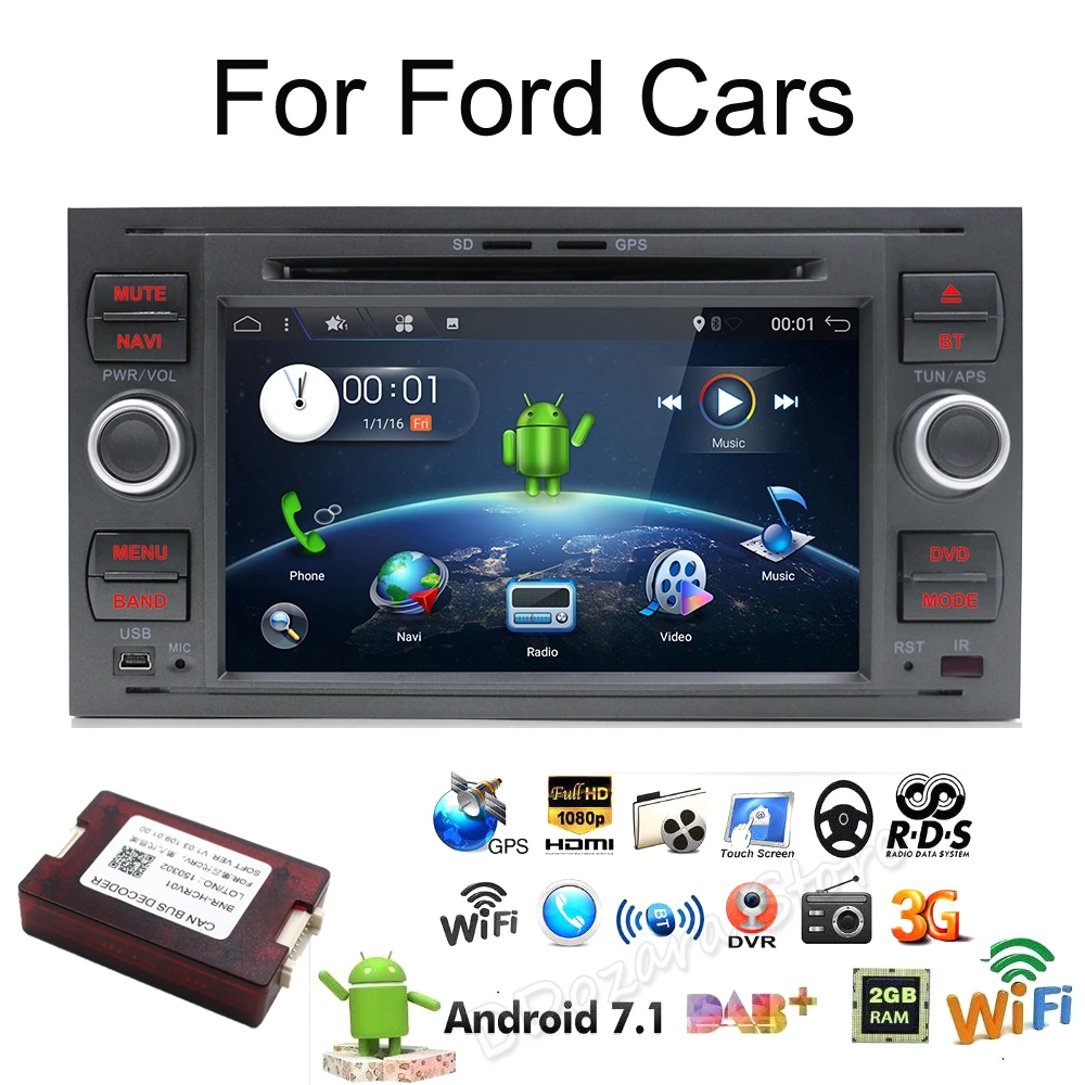 2 din Android 7.1 Quad Core Car DVD Player GPS Navi for FORD FOCUS/MONDEO/C-MAX with Audio Radio Stereo Head Unit Free Canbus 2 din Android 7.1 Quad Core Car DVD Player GPS Navi for FORD FOCUS/MONDEO/C-MAX with Audio Radio Stereo Head Unit Free Canbus
