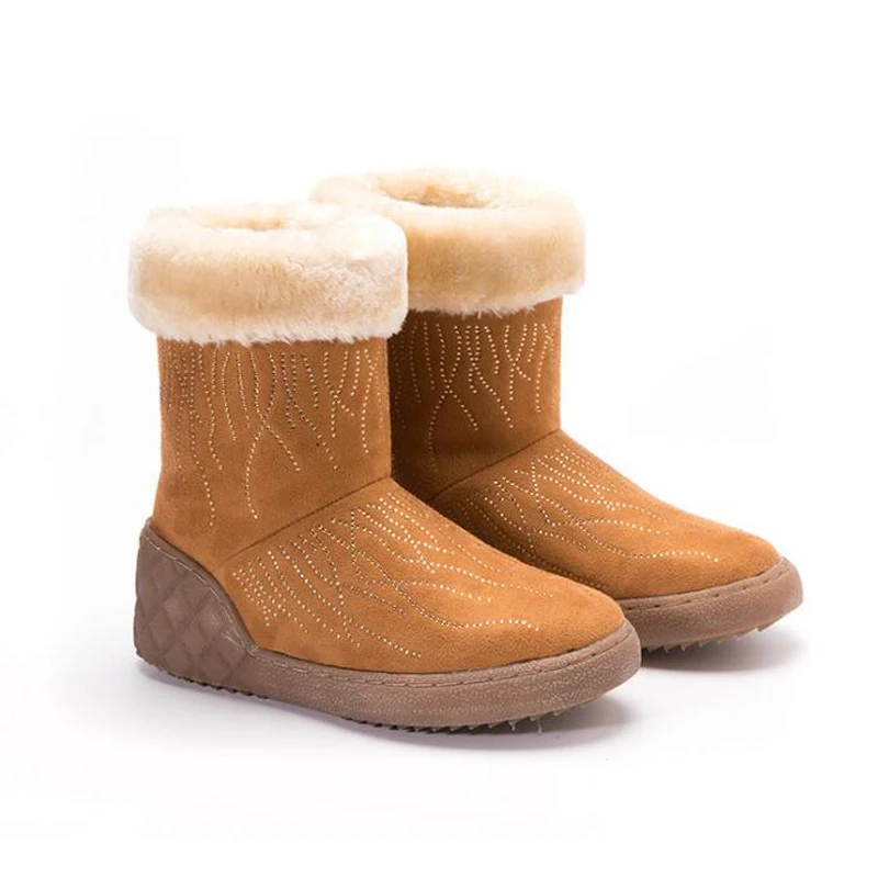 

Women snow boots new 2018 thick fur warm women winter shoes casual flat resistant women boots big size 40 - 45