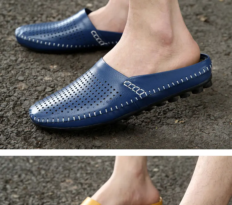 Модные полуботинки для мужчин; летние дышащие лоферы на низком каблуке; мужская повседневная обувь; кожаные мокасины на полой подошве; обувь на плоской подошве