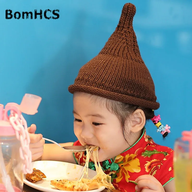 BomHCS милая детская зимняя шапка ручная работа вязаная широкая вязаная шапка с отворотом детская шапка для волос