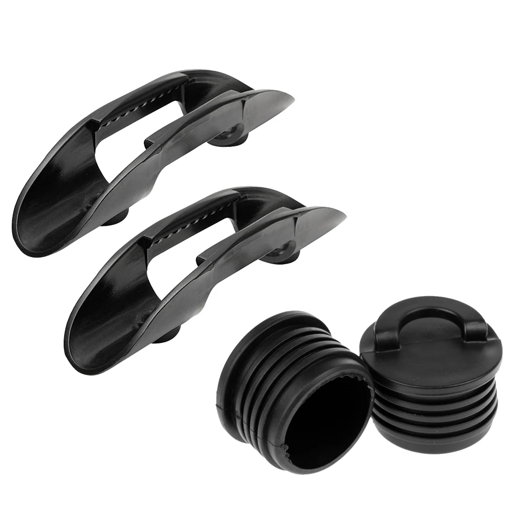 2 Pieces Kayak Paddle Clip Holder with 2 Pieces Canoe Boat Scupper Stoppers for Flatable Fishing Boat Dinghy Yatch Accessories