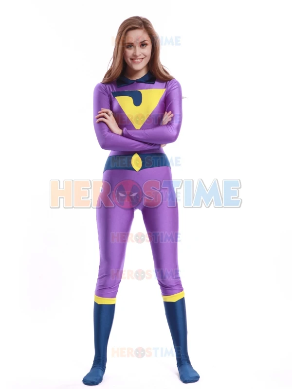 Dark blue purple yellow DC Comics The Wonder Twins Jayna Spandex Female Sup...