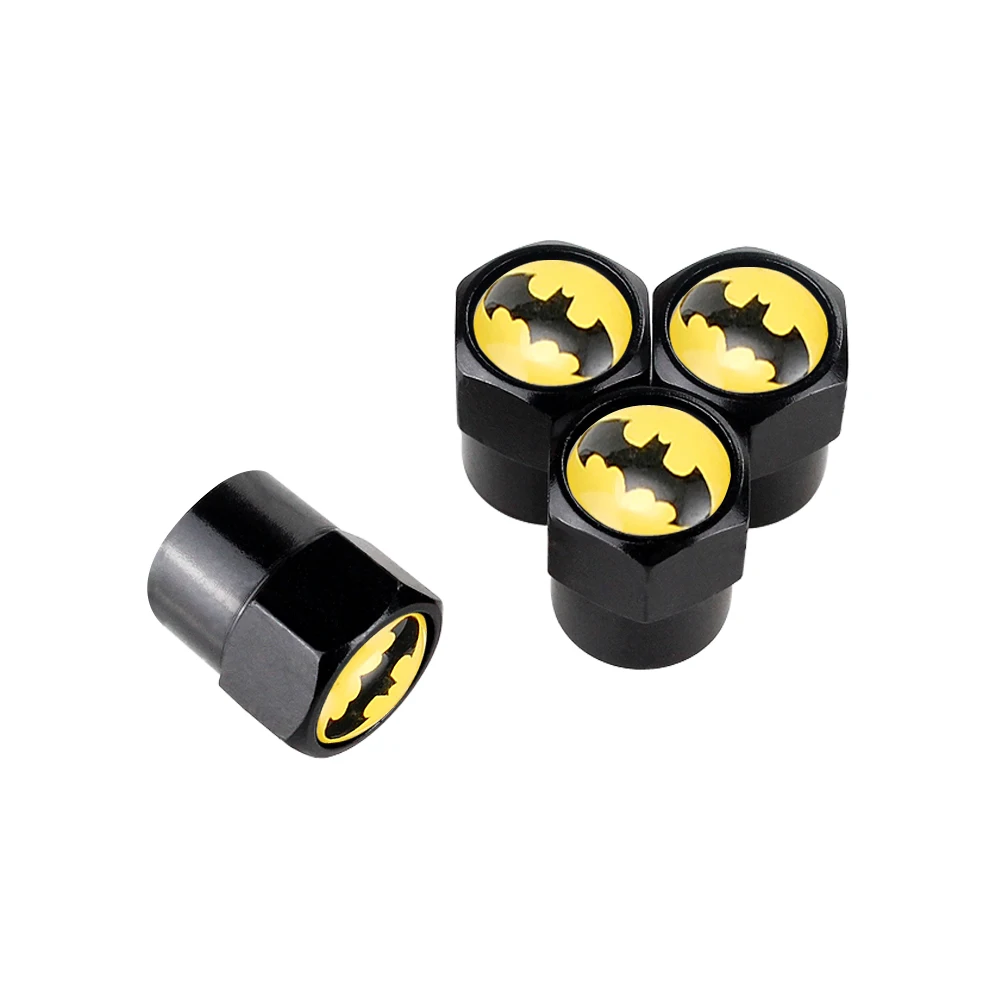 

Tire Valve Caps Wheel Stem Cover Black For Bat Logo Car Styling for MINI Cooper Lada Chery Honda Volvo Ssangyong BMW Jaguar Kia
