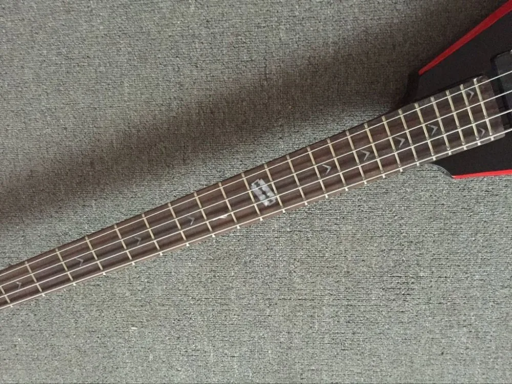 Пользовательские закат отделка 4 струны fretless Дин бас v Форма модель Дин электрическая бас гитара с пассивными звукоснимателями