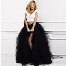 Женская Тюлевая юбка новая мода Длинная черная 100 cmTutu юбка бальное платье для женщин Всесезонная Высококачественная Тюлевая юбка