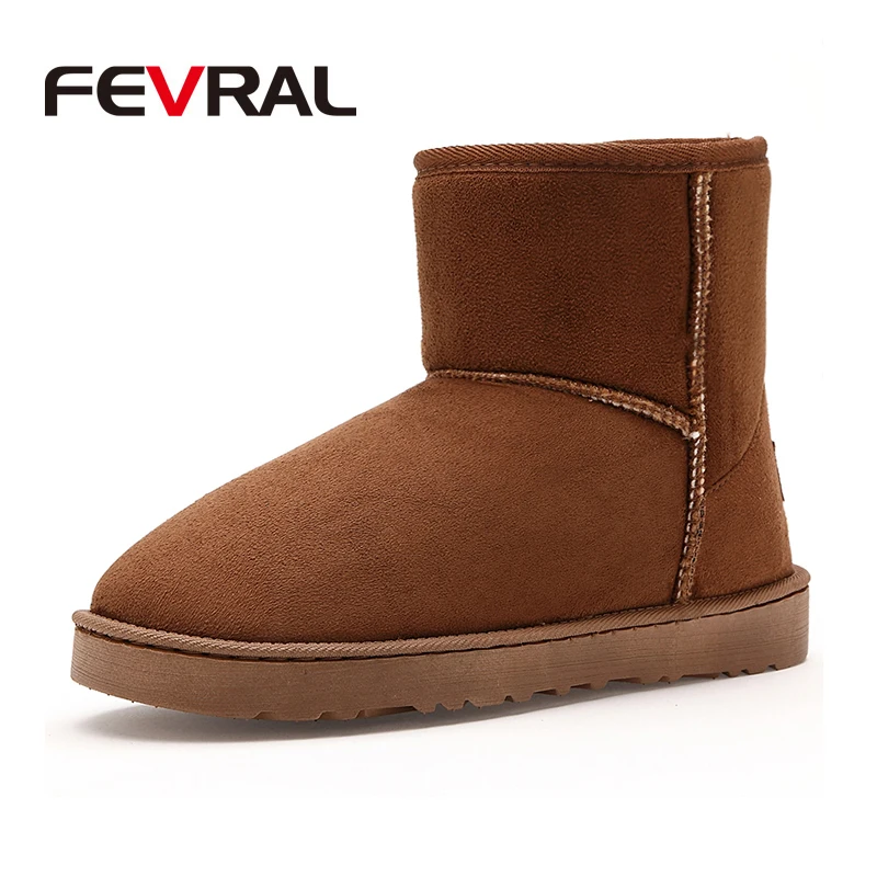 

FEVRAL Brand New Snow Boots Woman Winter Comfortable Suede Keep Warm Non-slip Thickened Liner Fur Shoes Woman 2019 Woman Boots