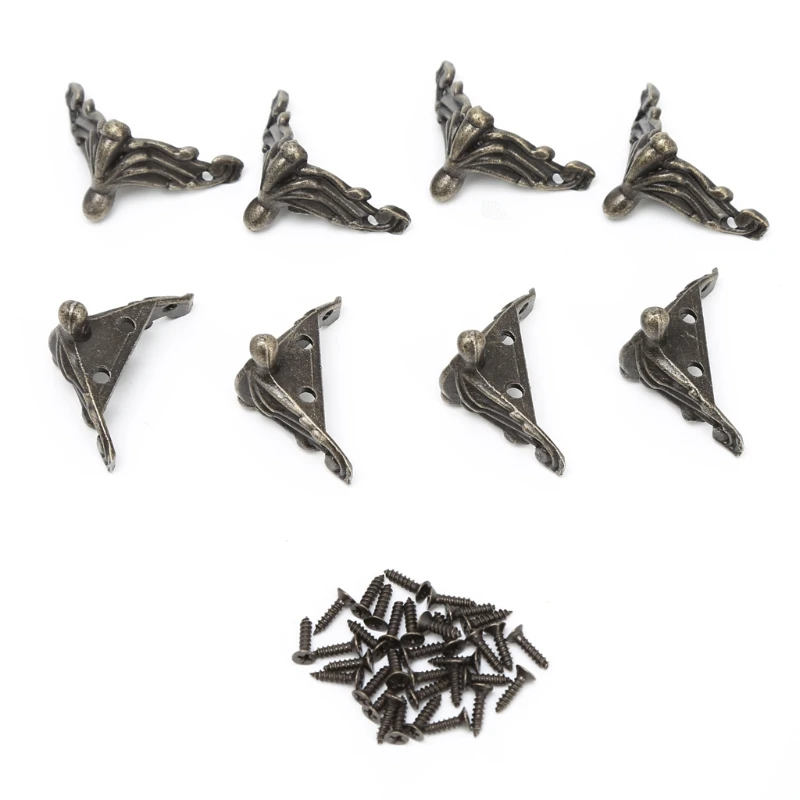 

8xDecorative Antique Bronze Jewelry Gift Box Wood Case Feet Leg Corner Protector