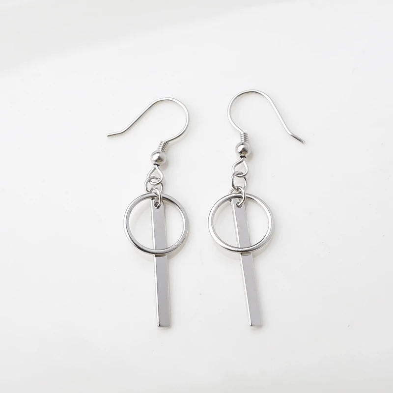 

Gemei 100% 925 Sterling Silver Geometric Round Strip Drop Earrings For Women Simple Personality Fashion Party Jewelry
