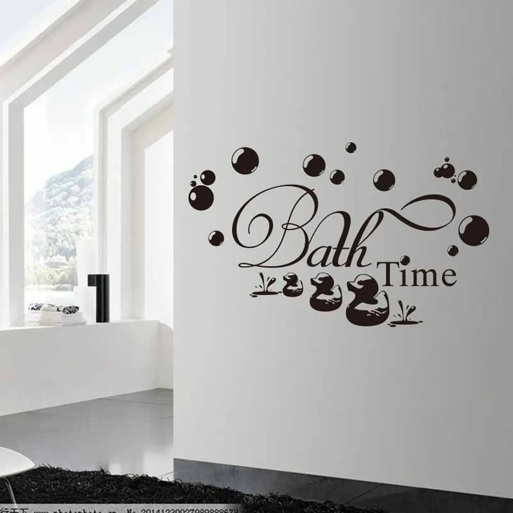 Bath Time Wall Sticker Bathroom Quote Wall Decal Bubbles Duck Home