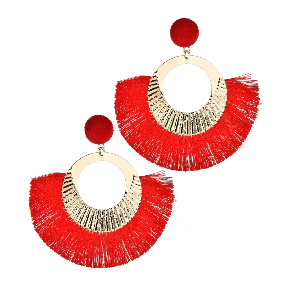 

MissCyCy Vintage Style Big Circle Stud Earrings for Women Bohemian Tassel Earrings Fashion Jewelry
