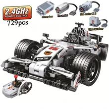 Moc f1 racing rc carro de controle remoto 2.4ghz de alta tecnologia com caixa de motor 729 pces blocos de construção tijolo criador brinquedos para presentes das crianças