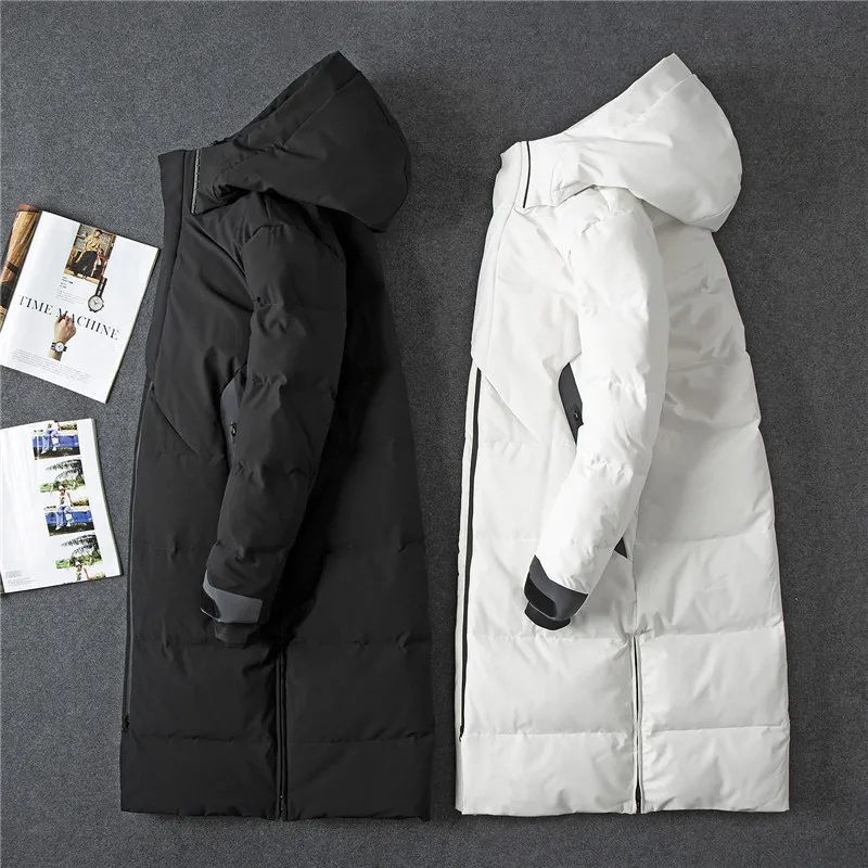 Мужские удлиненные пуховики с капюшоном, мужские толстые зимние пуховики, мужское модное длинное пальто, теплая верхняя одежда JK-8013