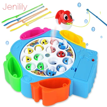 

Electric Rotating Fishing Toy Set Model Play Fishing Games Outdoor Toys Fishing for Children Toys developing