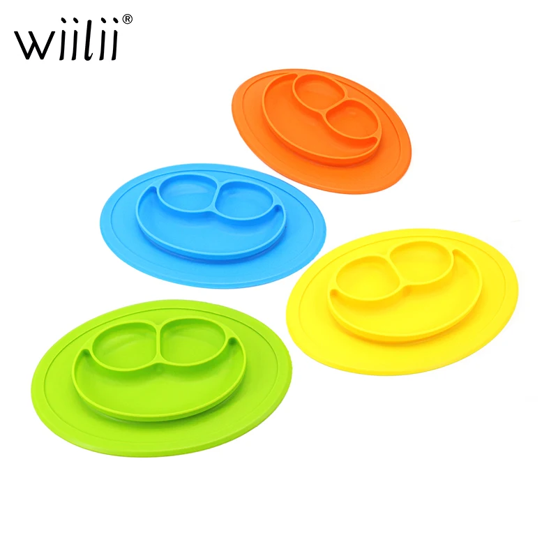 

Baby Silicone Feeding Food Plate Smile Face Tray Dishes Food Holder For Infants Toddler Kid Children Feeding Bowl Tableware