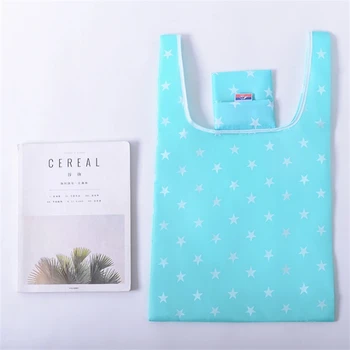 

Environmental Shopping Bag For Women 2019 Printing Folding Pouch Handbags Ladies Green Storage Bag New Tote Grocery Cloth Bags