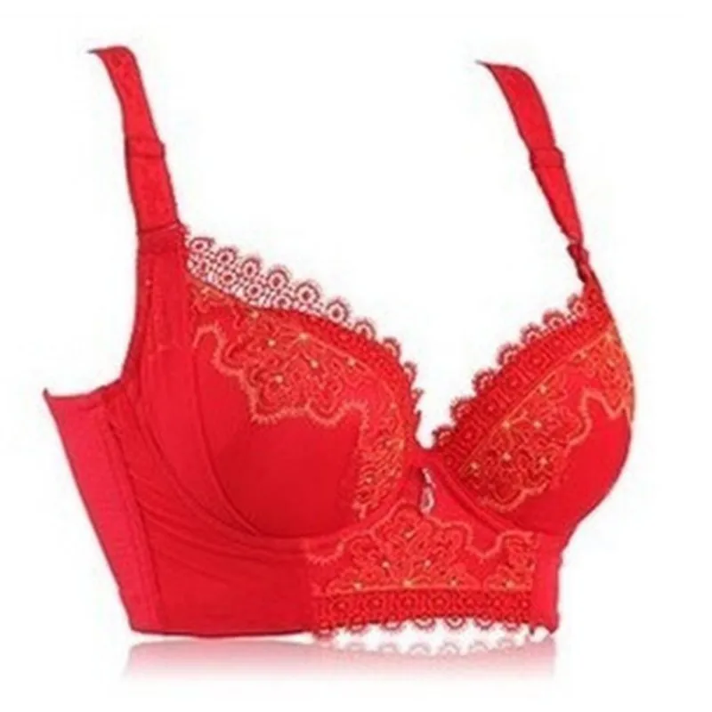 Women Push Up Bra Super Boost Deep V Side Support Plunge Embroidery