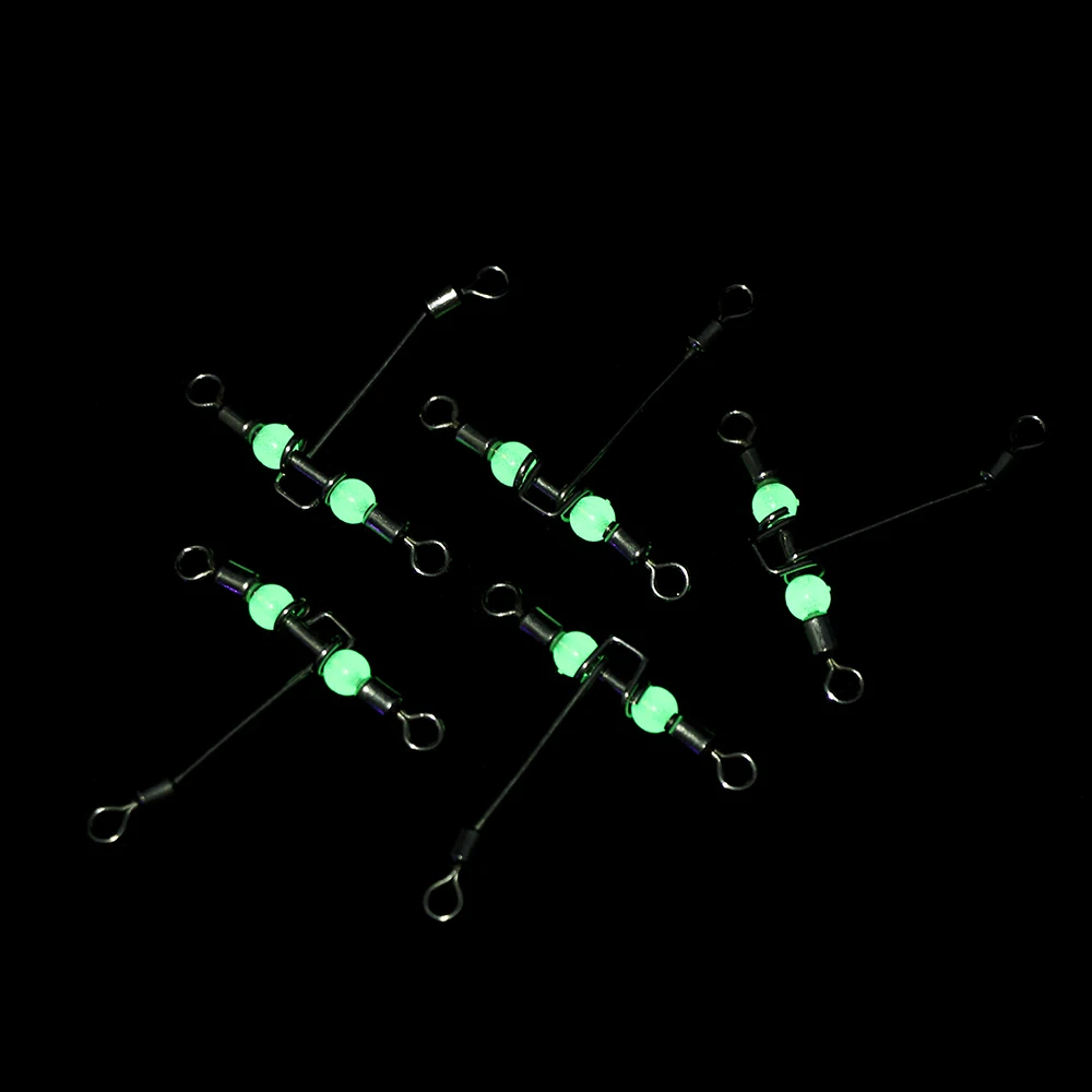 5 шт./лот Т-образные рыболовные Вертлюги 3way разъем светящийся поворотный с жемчужным подшипником сплиттер латунный баррель поперечная линия