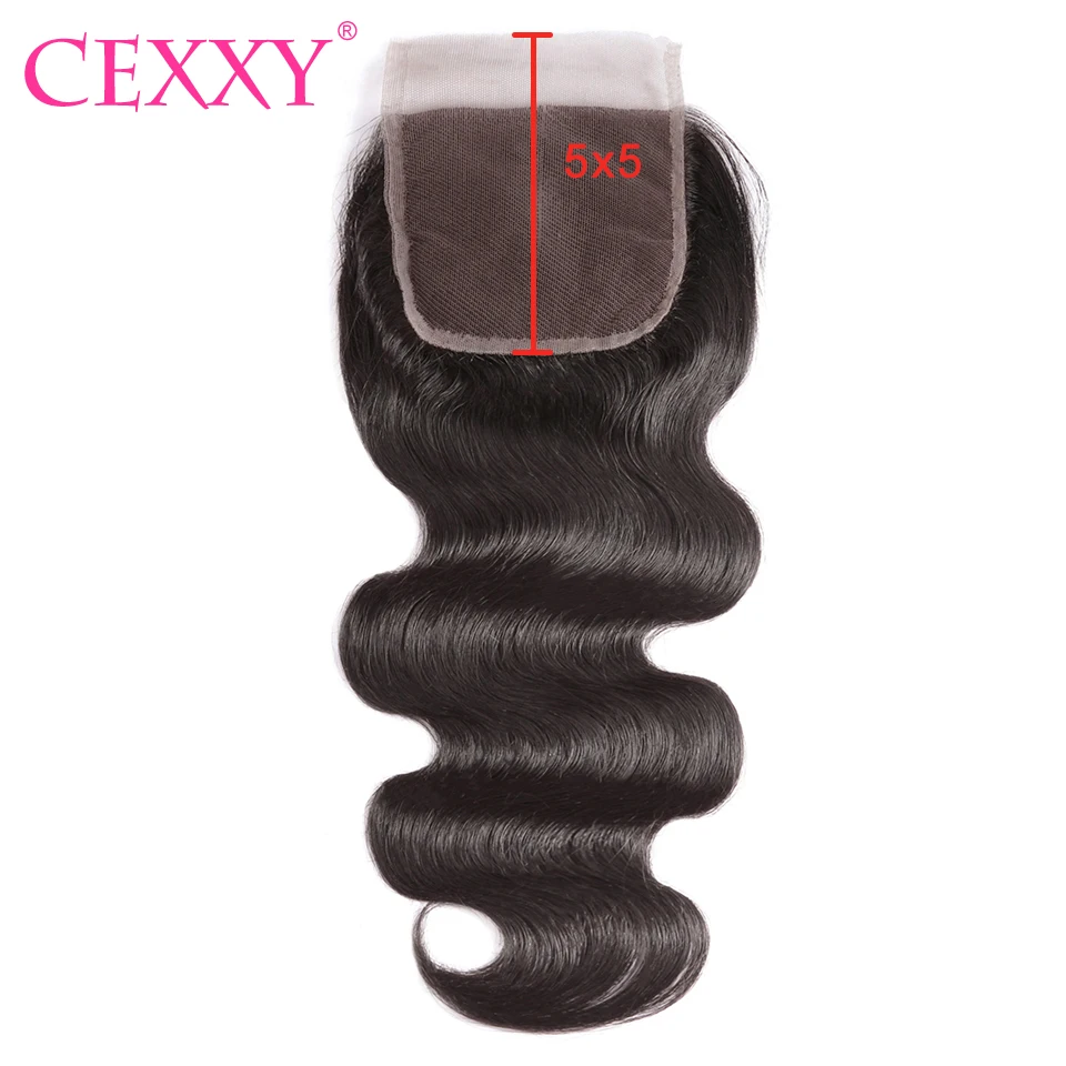 

CEXXY 5x5 Lace Closure Brazilian Body Wave 8-20 Inch Human Hair Closure Natural Color Swiss Lace Closure Human Remy Hair